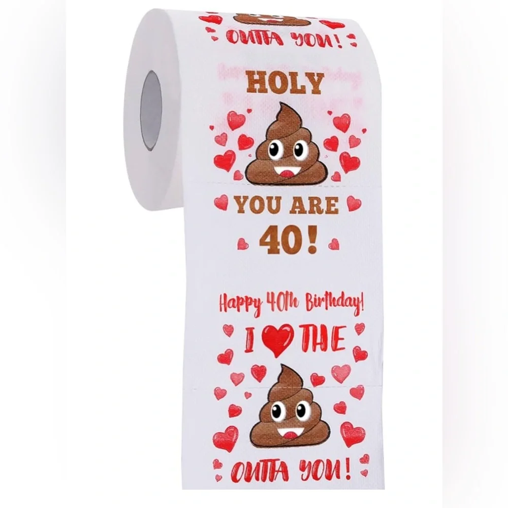 Funny 40th Birthday Toilet Paper - White and Red - Gag Gift Prank